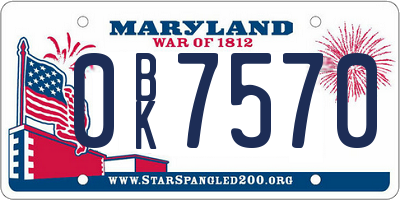 MD license plate 0BK7570