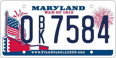 MD license plate 0BK7584