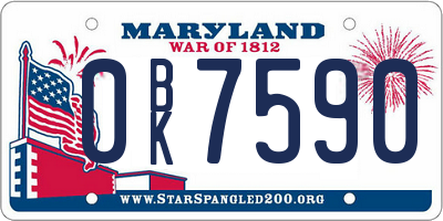 MD license plate 0BK7590
