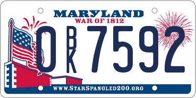 MD license plate 0BK7592