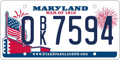 MD license plate 0BK7594