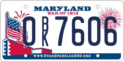 MD license plate 0BK7606