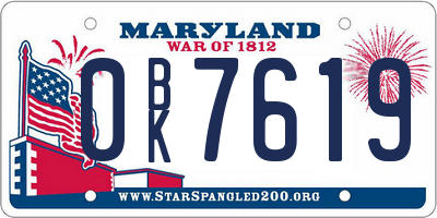 MD license plate 0BK7619