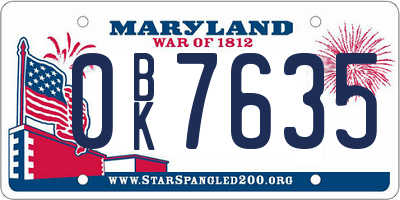MD license plate 0BK7635