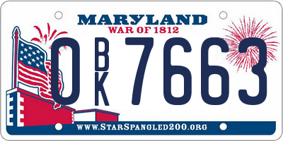 MD license plate 0BK7663