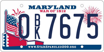 MD license plate 0BK7675
