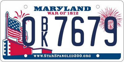 MD license plate 0BK7679