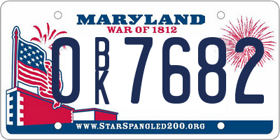 MD license plate 0BK7682