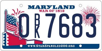 MD license plate 0BK7683