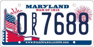 MD license plate 0BK7688