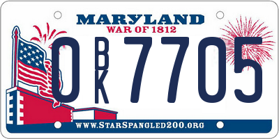 MD license plate 0BK7705