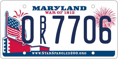 MD license plate 0BK7706