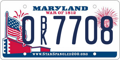MD license plate 0BK7708