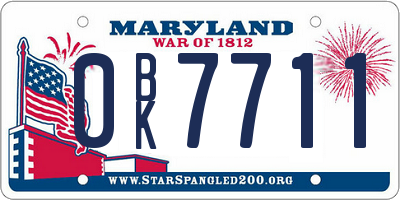 MD license plate 0BK7711