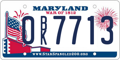 MD license plate 0BK7713
