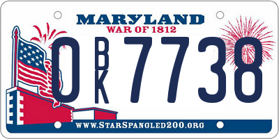 MD license plate 0BK7738