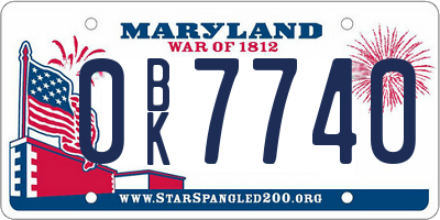 MD license plate 0BK7740