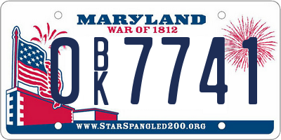 MD license plate 0BK7741