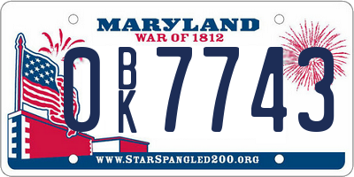 MD license plate 0BK7743