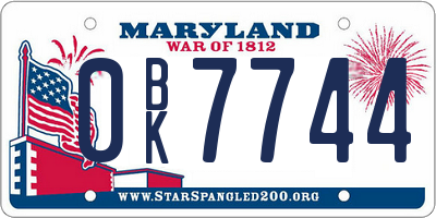 MD license plate 0BK7744