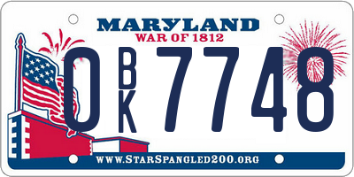 MD license plate 0BK7748