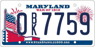 MD license plate 0BK7759