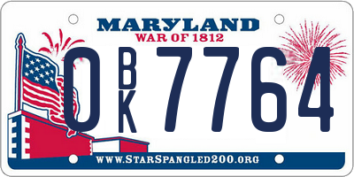 MD license plate 0BK7764