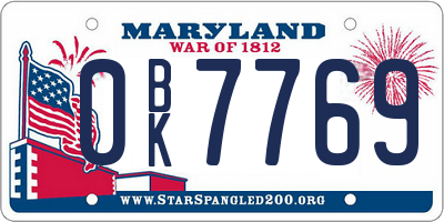 MD license plate 0BK7769