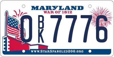 MD license plate 0BK7776