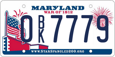 MD license plate 0BK7779