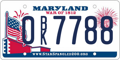 MD license plate 0BK7788