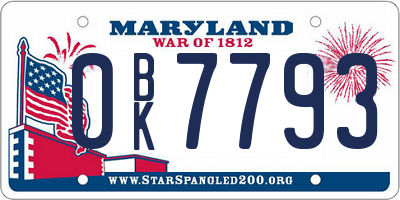 MD license plate 0BK7793