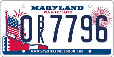MD license plate 0BK7796