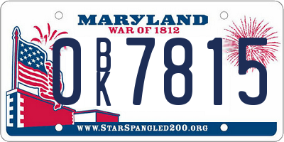 MD license plate 0BK7815