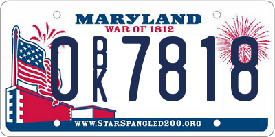 MD license plate 0BK7818