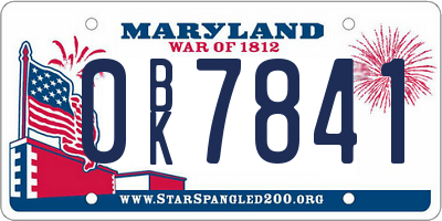 MD license plate 0BK7841