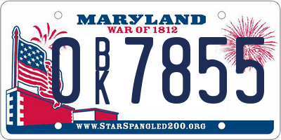 MD license plate 0BK7855