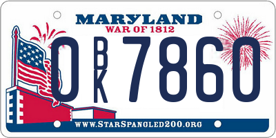 MD license plate 0BK7860