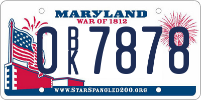 MD license plate 0BK7878