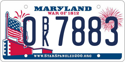 MD license plate 0BK7883