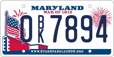 MD license plate 0BK7894