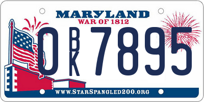 MD license plate 0BK7895
