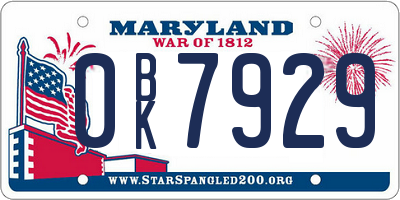 MD license plate 0BK7929