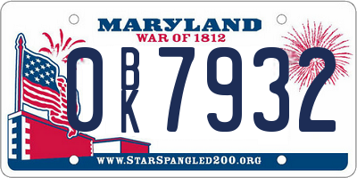 MD license plate 0BK7932