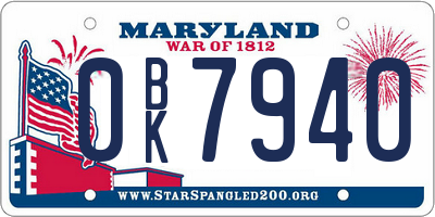 MD license plate 0BK7940
