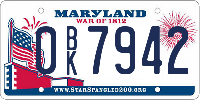 MD license plate 0BK7942