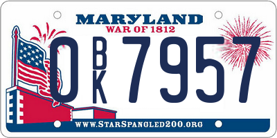 MD license plate 0BK7957