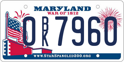 MD license plate 0BK7960
