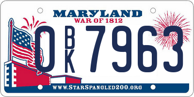 MD license plate 0BK7963