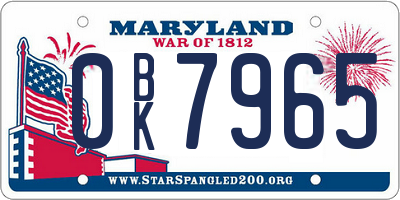 MD license plate 0BK7965